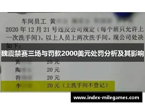 魏震禁赛三场与罚款2000美元处罚分析及其影响